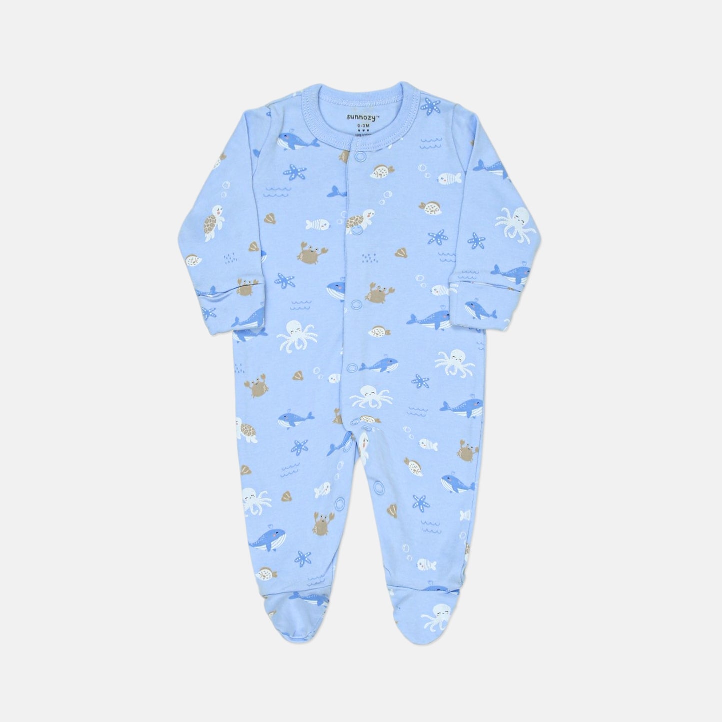 Merry Whale Ocean Sleepsuits Pk-3