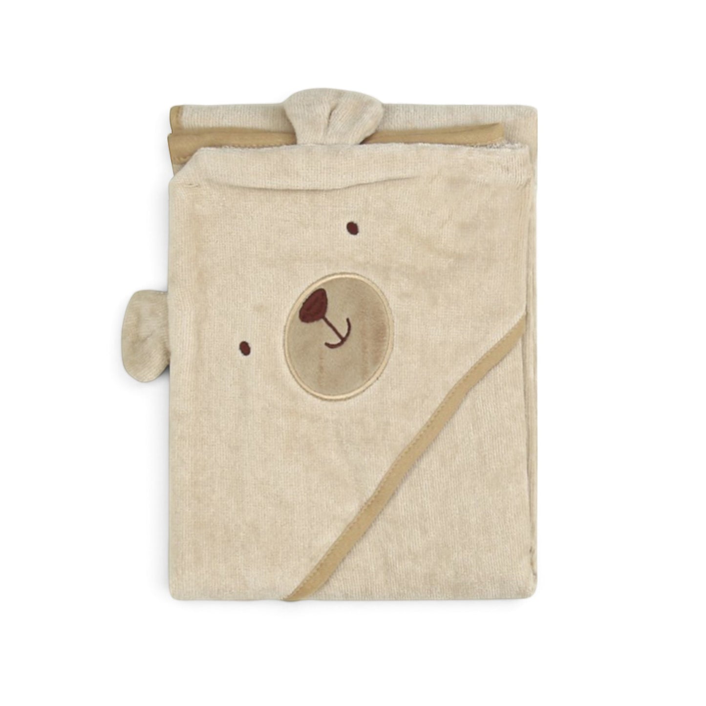 BEIGE TEDDY BEAR HOODED BATH TOWEL