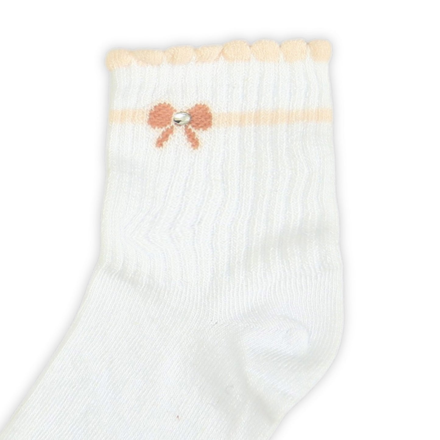 WHITE BOW MOTIF ANKLE GIRL SOCKS