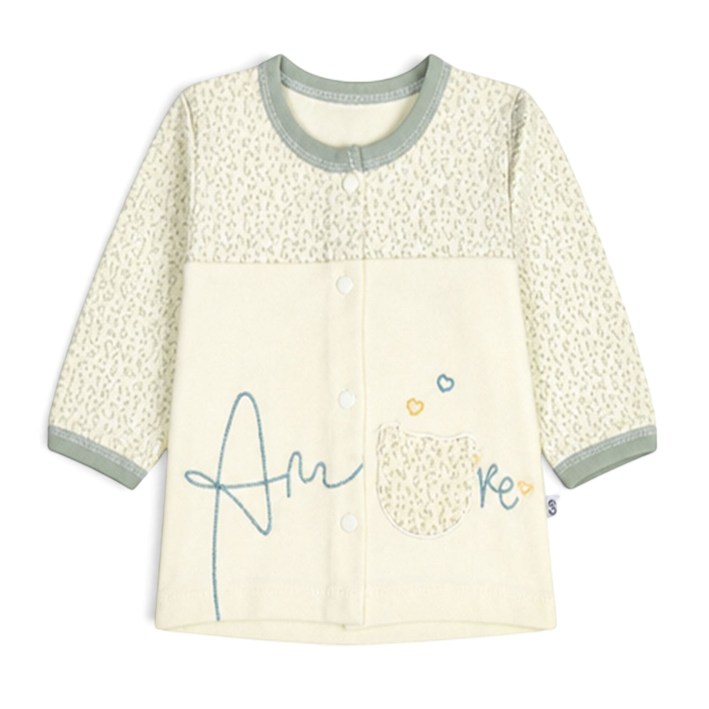 CREAM AND SAGE GREEN "AMORE" BEAR BABY BOY GIFT SET