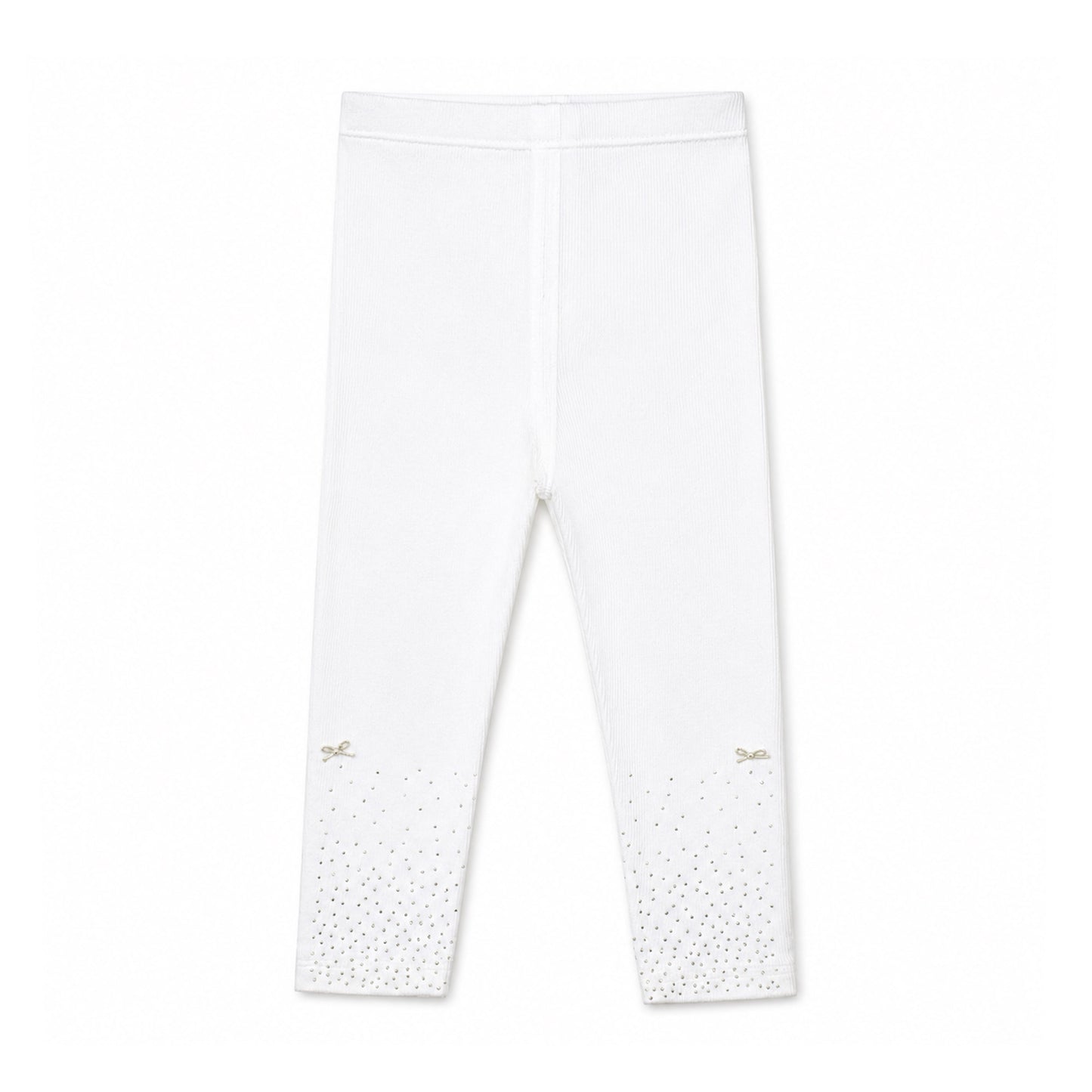 WHITE STUDDED RIBBED TROUSERS