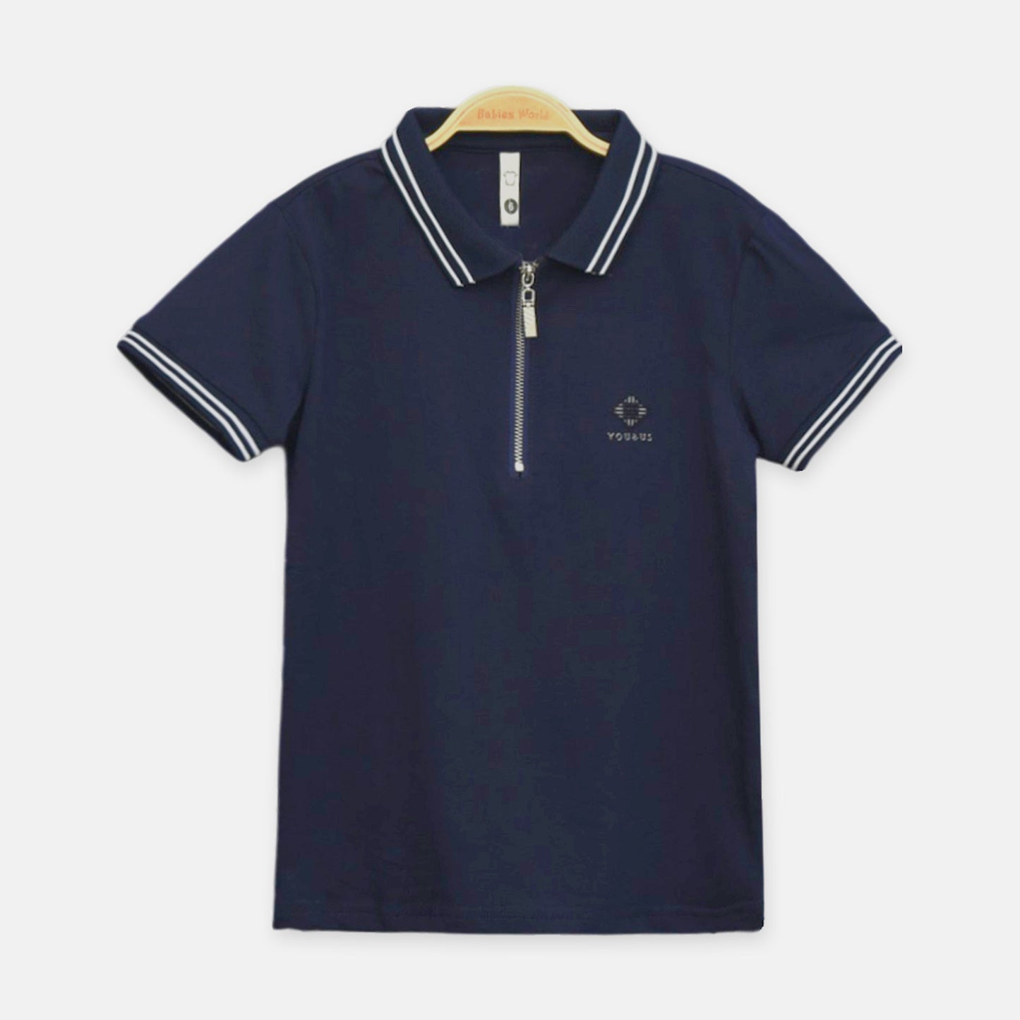 Navy Zip-Up Polo