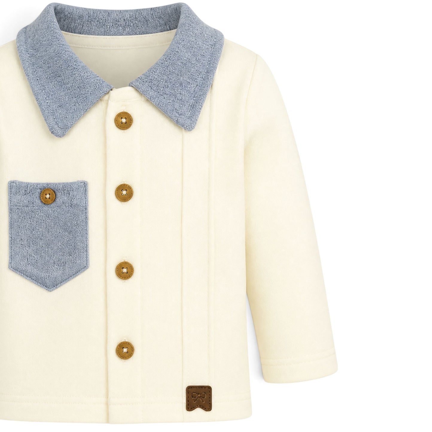 CREAM AND DUSTY BLUE BUTTON-DOWN COLLARED BABY BOY GIFT SET