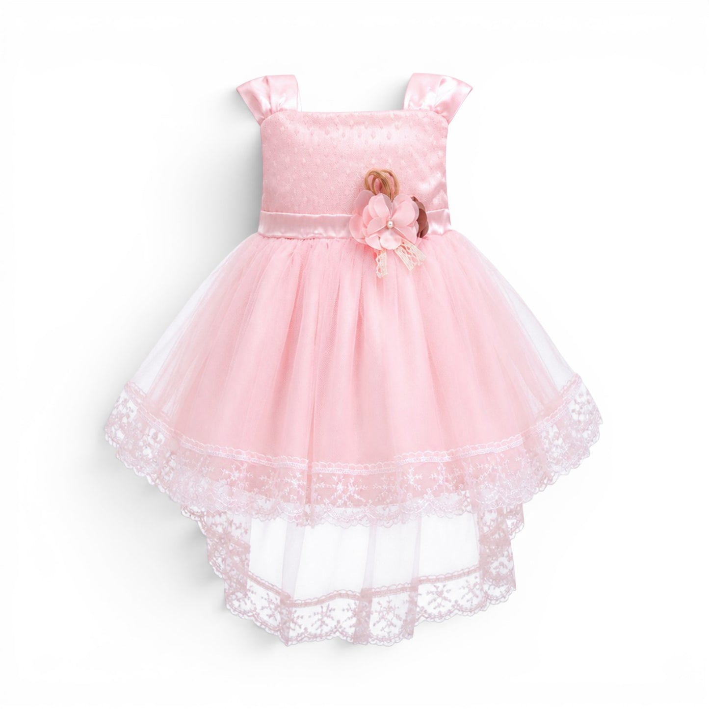 PINK TRIPLE FLOWER BABY GIRL FANCY FROCK GIFT SET