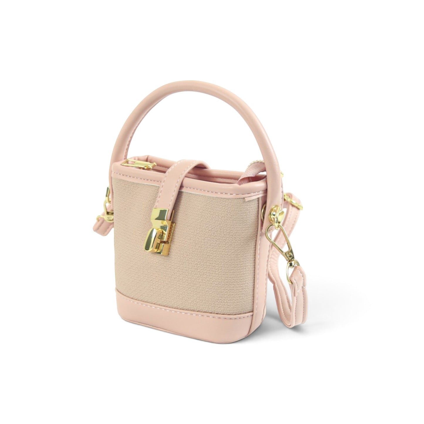 Chic Pink And Neutral Bucket Bag