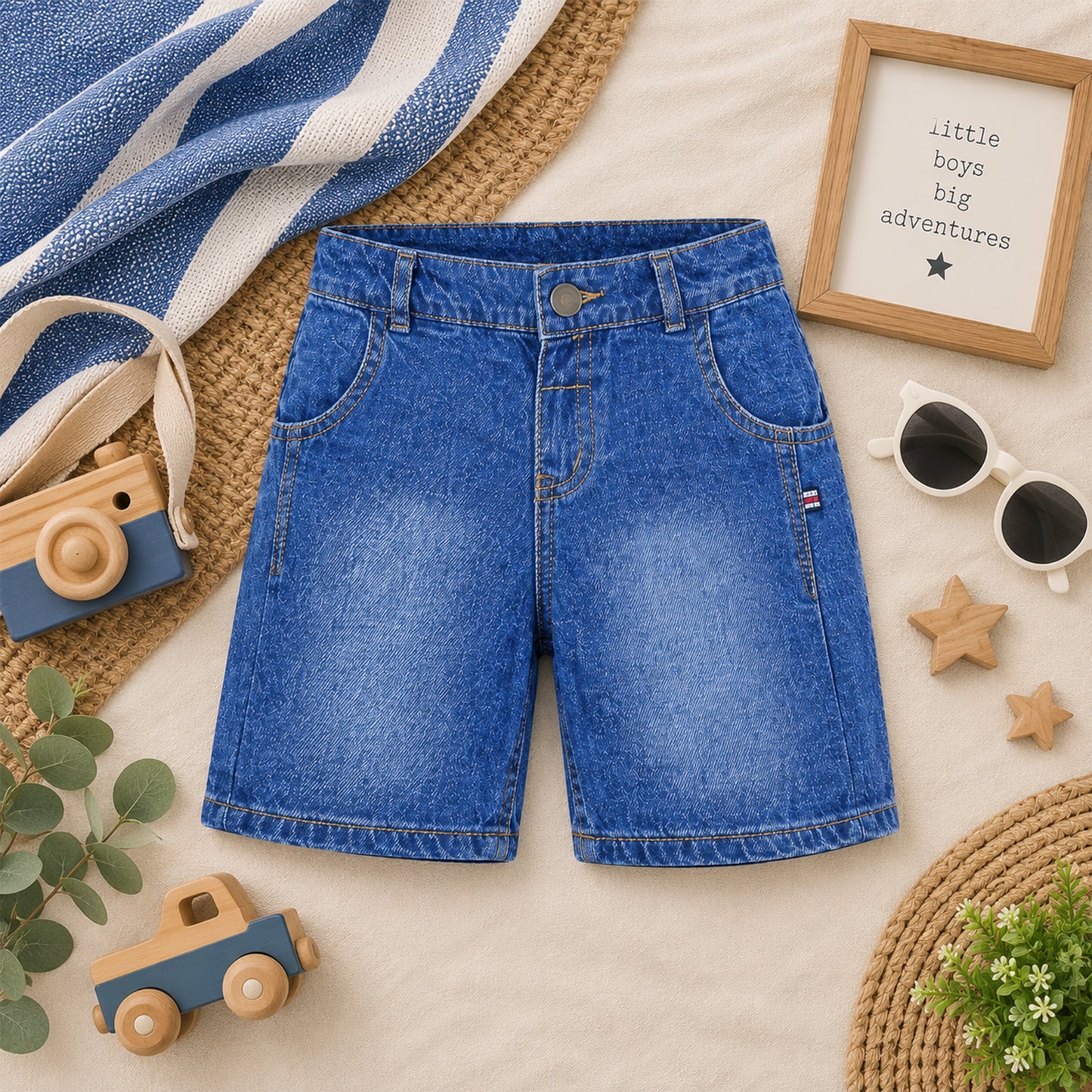BOY LIGHT WASH CARGO SHORTS BERMUDA
