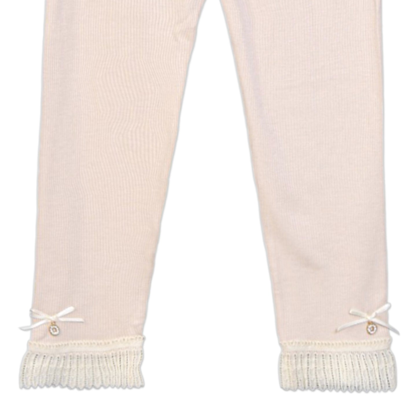 PINK LACE RIBBED TROUSERS