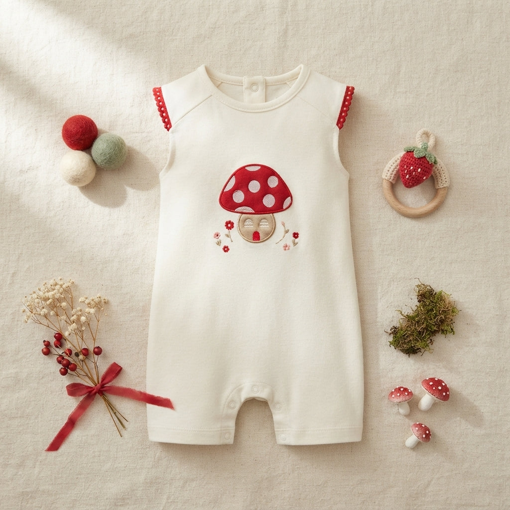 BABY GIRL MUSHROOM ROMPER