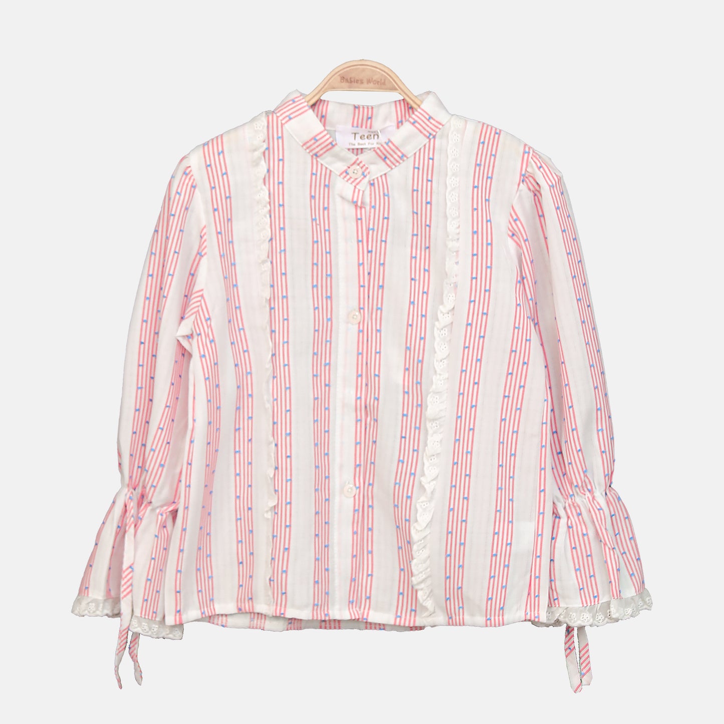 Lace-Accented Stripe Top