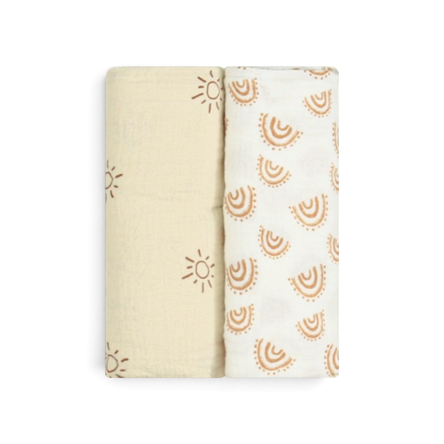 SUNSHINE & RAINBOW PATTERNED WRAPING SHEET MUSLIN PK-2