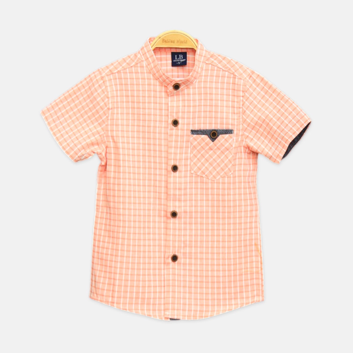 Orange Checkered Mandarin Shirt