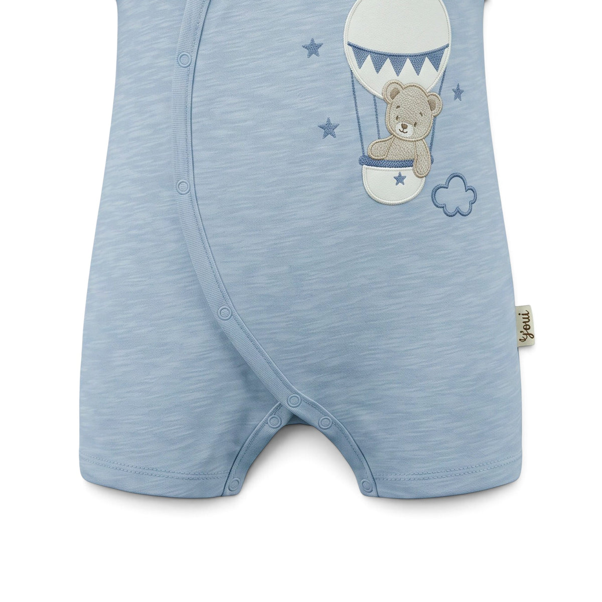 LIGHT BLUE "HOT AIR BALLOON BEAR" ROMPER