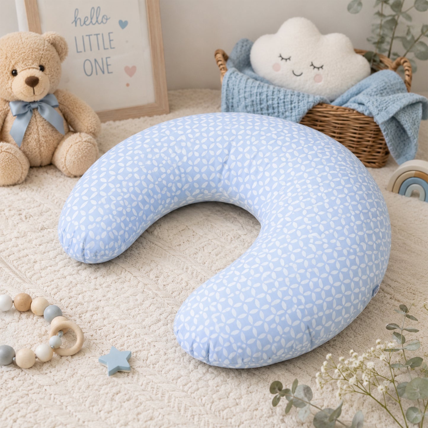 LIGHT BLUE FLOWER PATTERN NURSING PILLOW