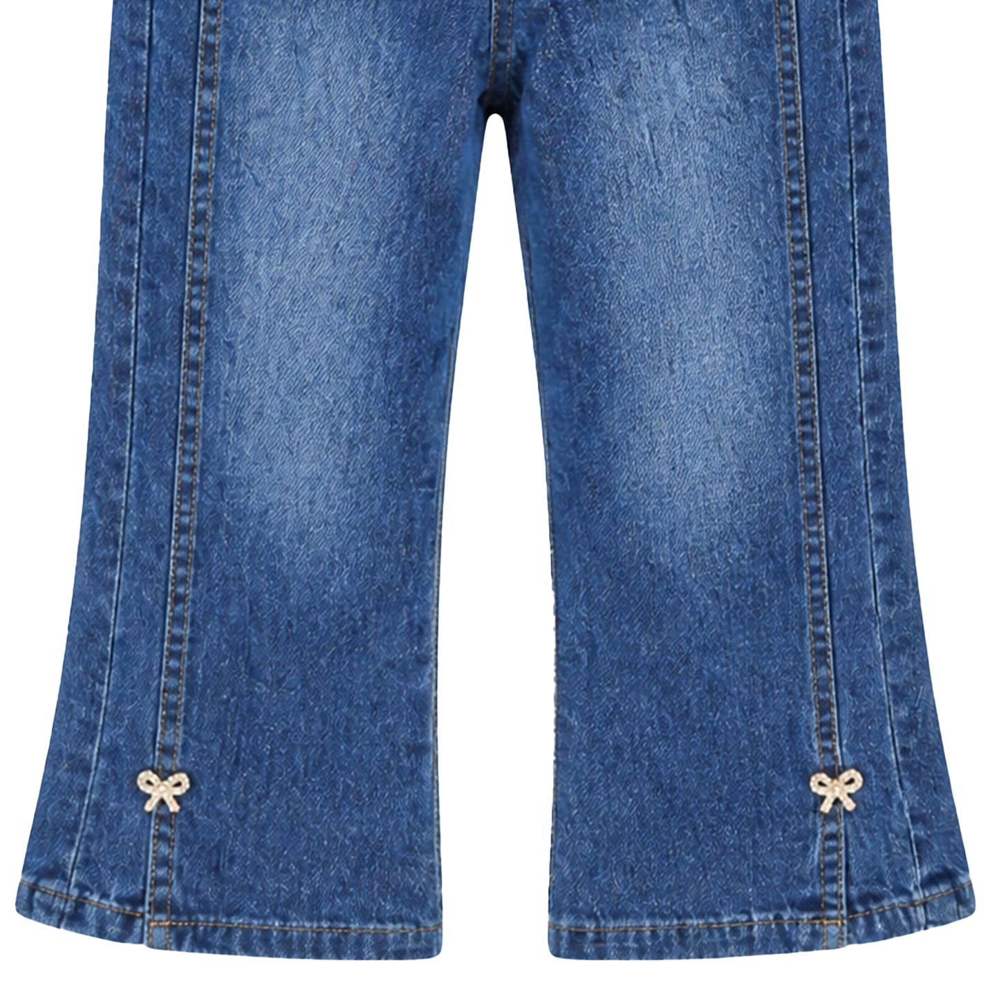 BABY GIRL LIGHT WASH DENIM JEANS WITH BOW ACCENT