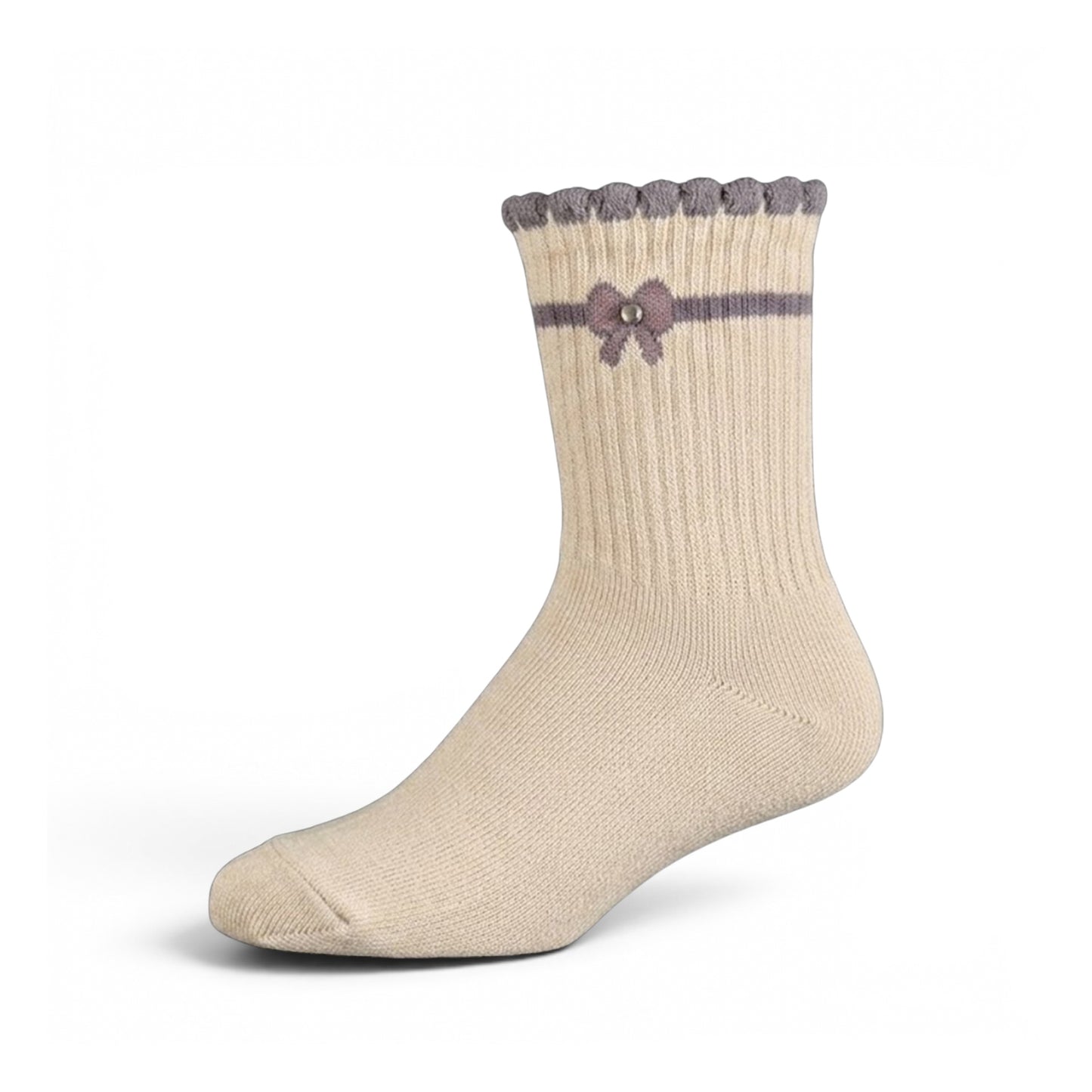 DUSTY PINK BOW GIRL SOCKS
