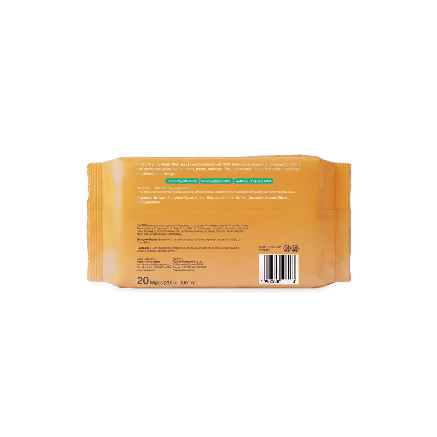 PIGEON HAND & MOUTH WET TISSUES 20 SHEETS 2IN1