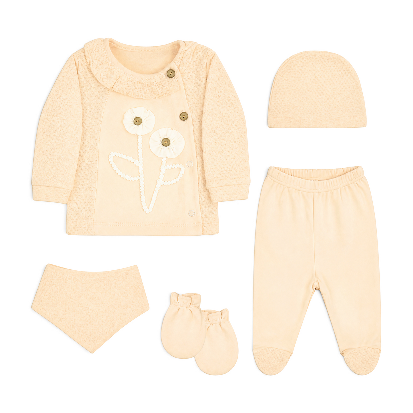 PEACH FLORAL APPLIQUE BABY GIRL GIFT SET