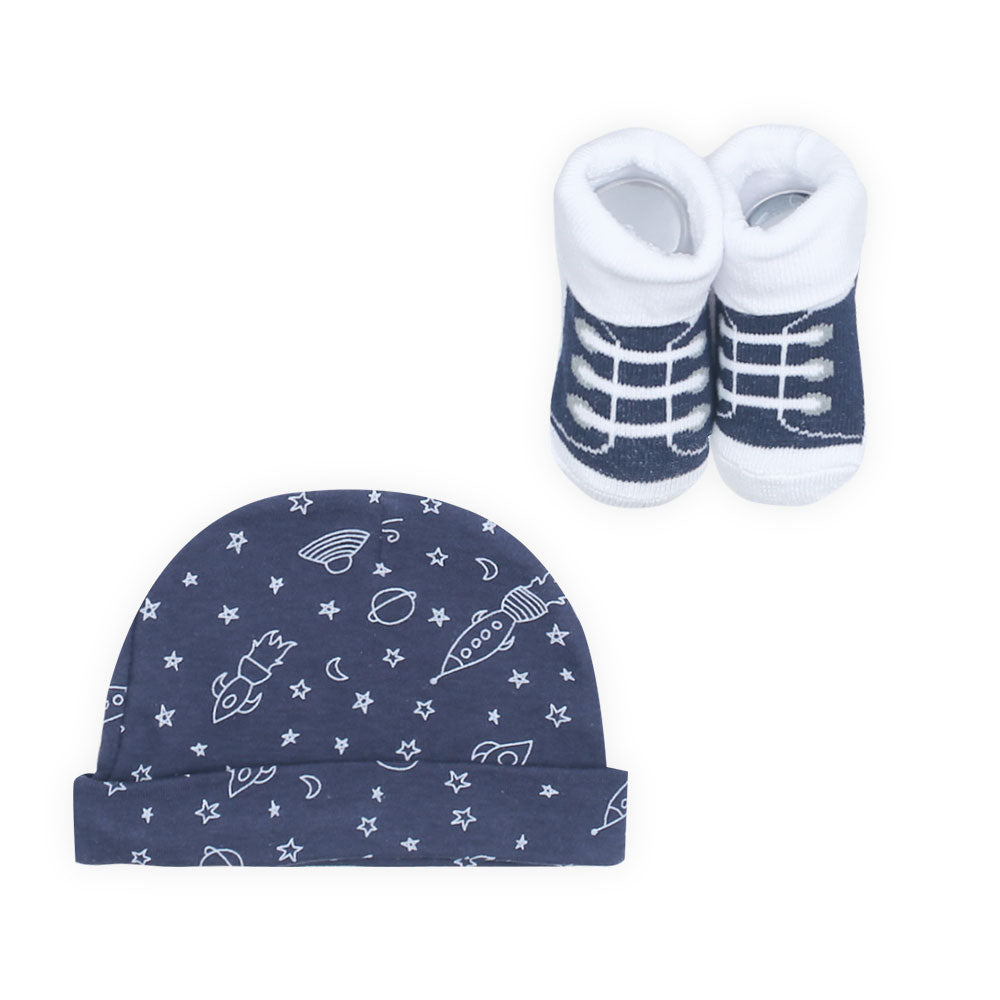 BABY BOY GIFT SET PK-4 NAVY BLUE & SAGE EXPLORE PRINTED