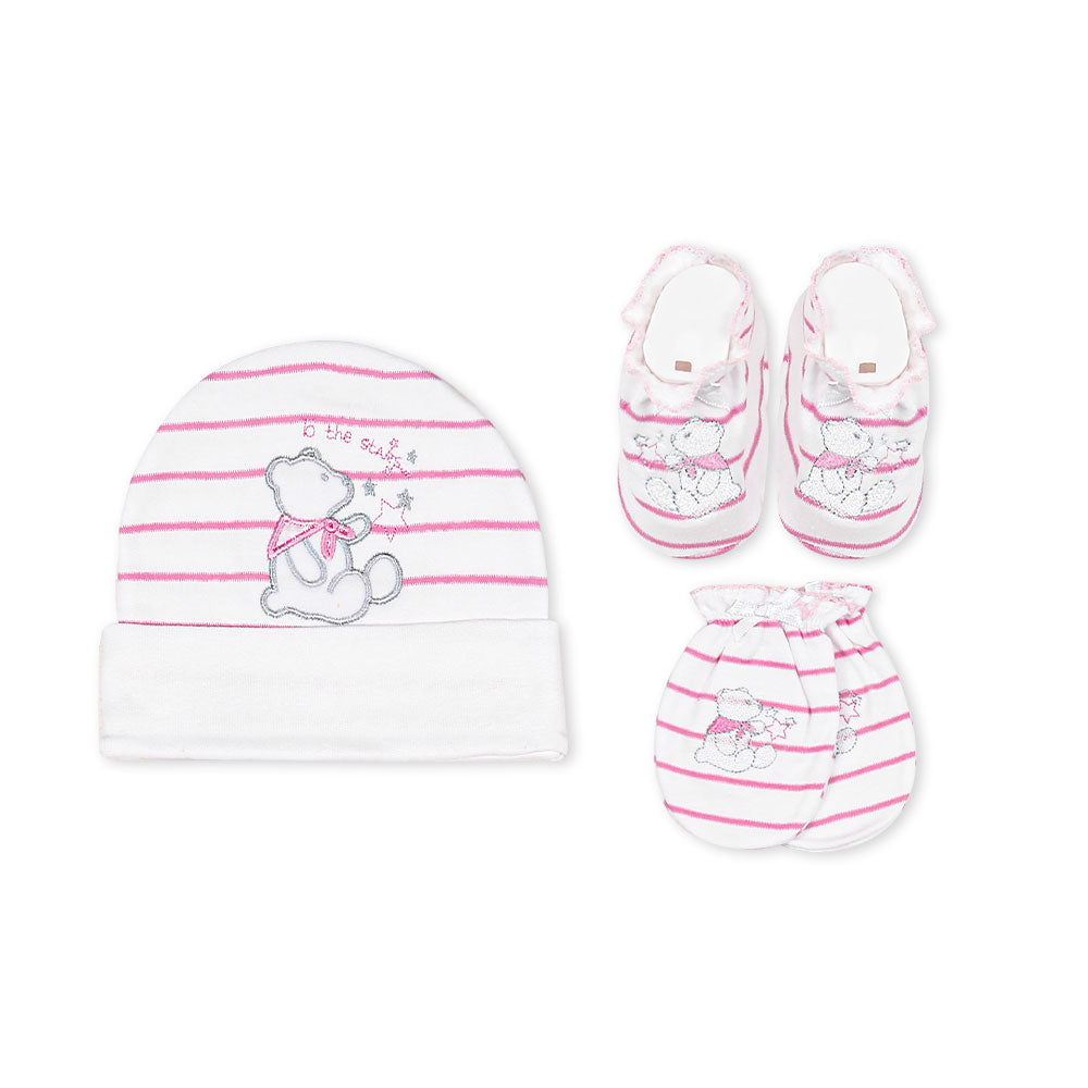 CAP SET PINK BEAR & STARS