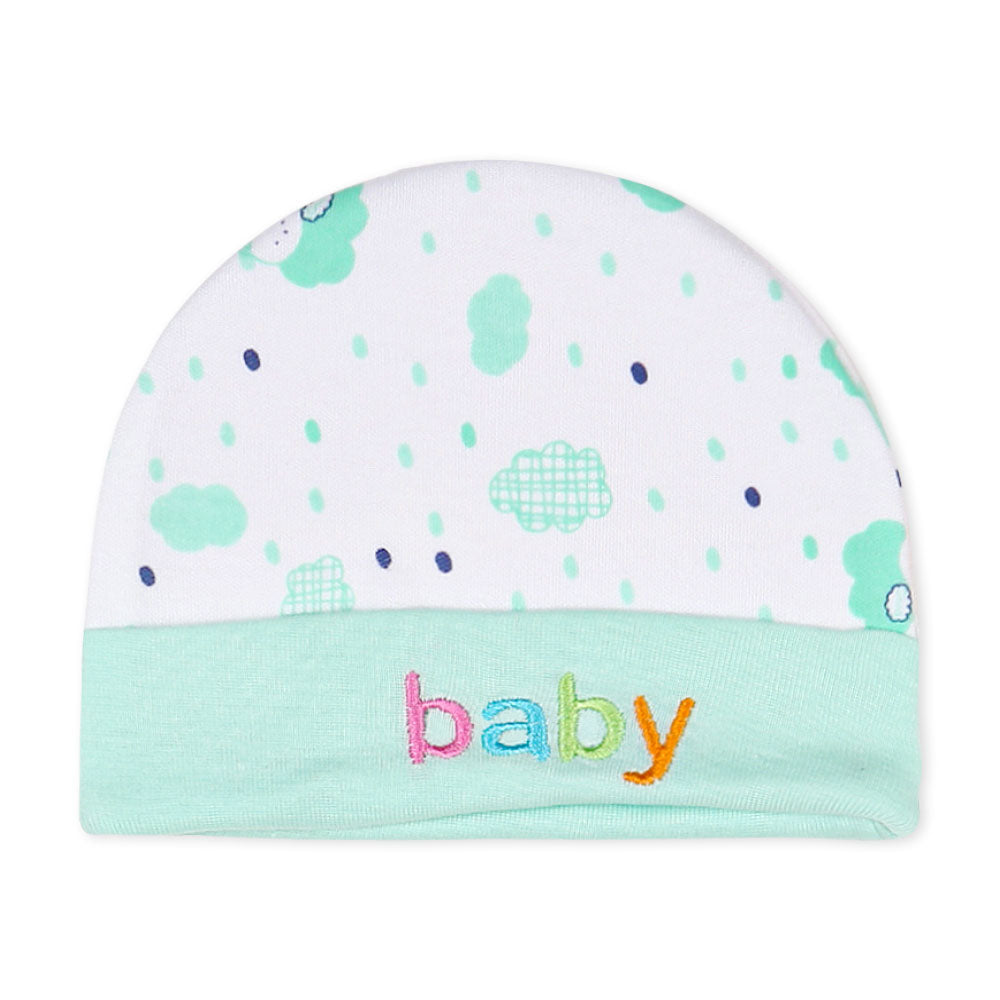 CAP SET GREEN TEDDY & CLOUDS