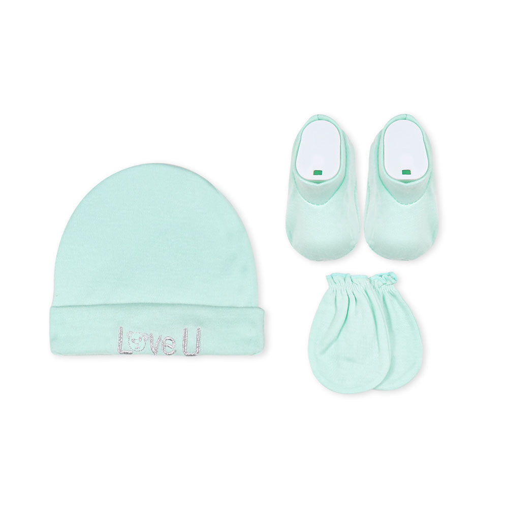 CAP SET GREEN LOVE TEDDY