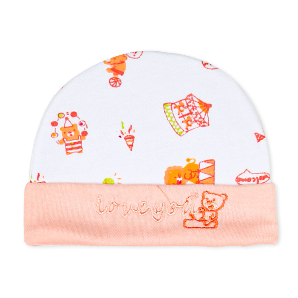 CAP SET PEACH CIRCUS TEDDY