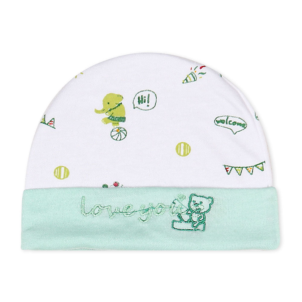 CAP SET GREEN CIRCUS TEDDY