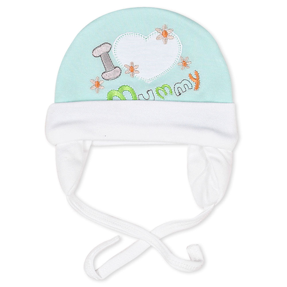 BABY CAP GREEN I HEART MUMMY