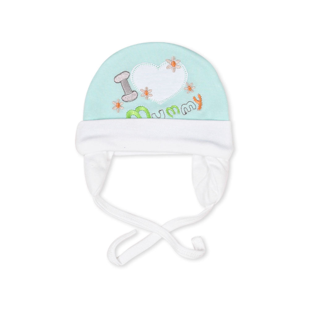 BABY CAP GREEN I HEART MUMMY