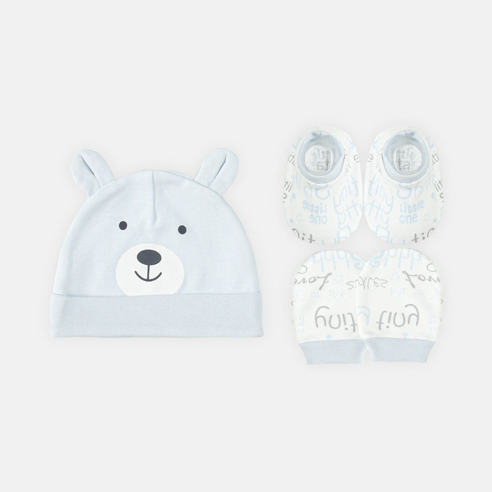 BABY CAP SET SKY BLUE BEAR