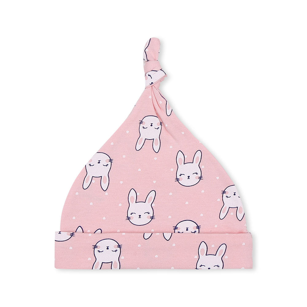 CAPS PK-3 PEACH STRIPED BUNNY KNOTTED