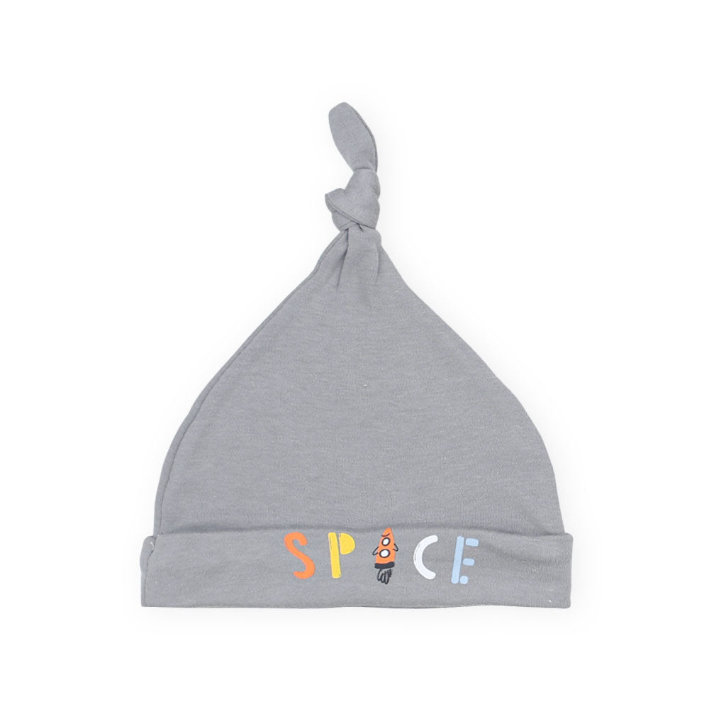BABY CAPS PK-3 GREY ROCKET & STARS KNOTTED