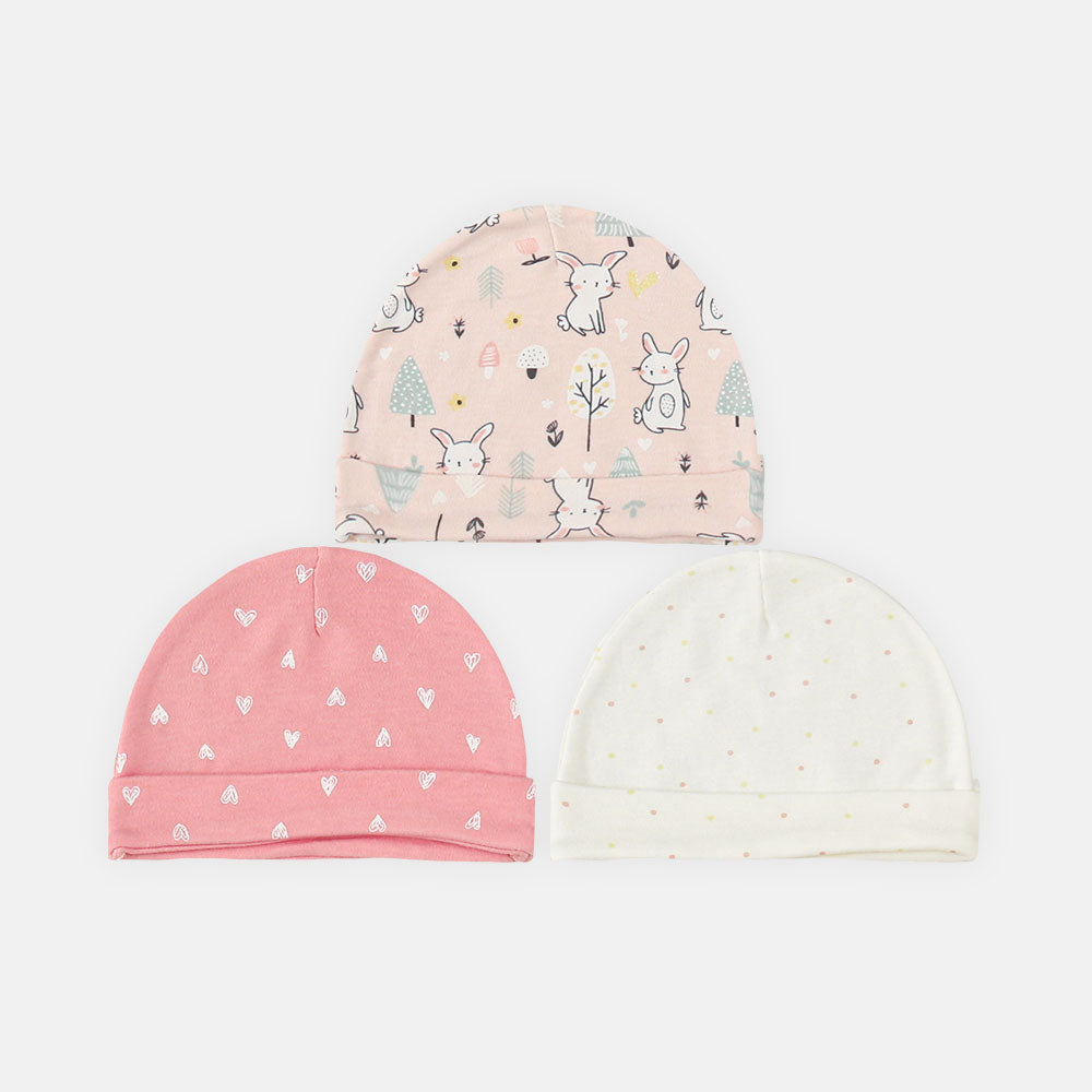 BABY CAPS PK-3 WHITE BUNNY