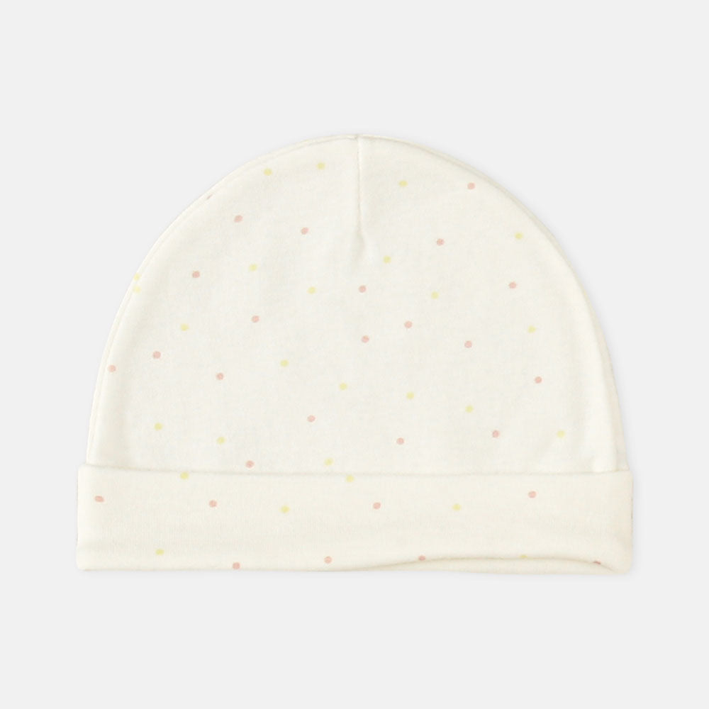 BABY CAPS PK-3 WHITE POLKA DOT