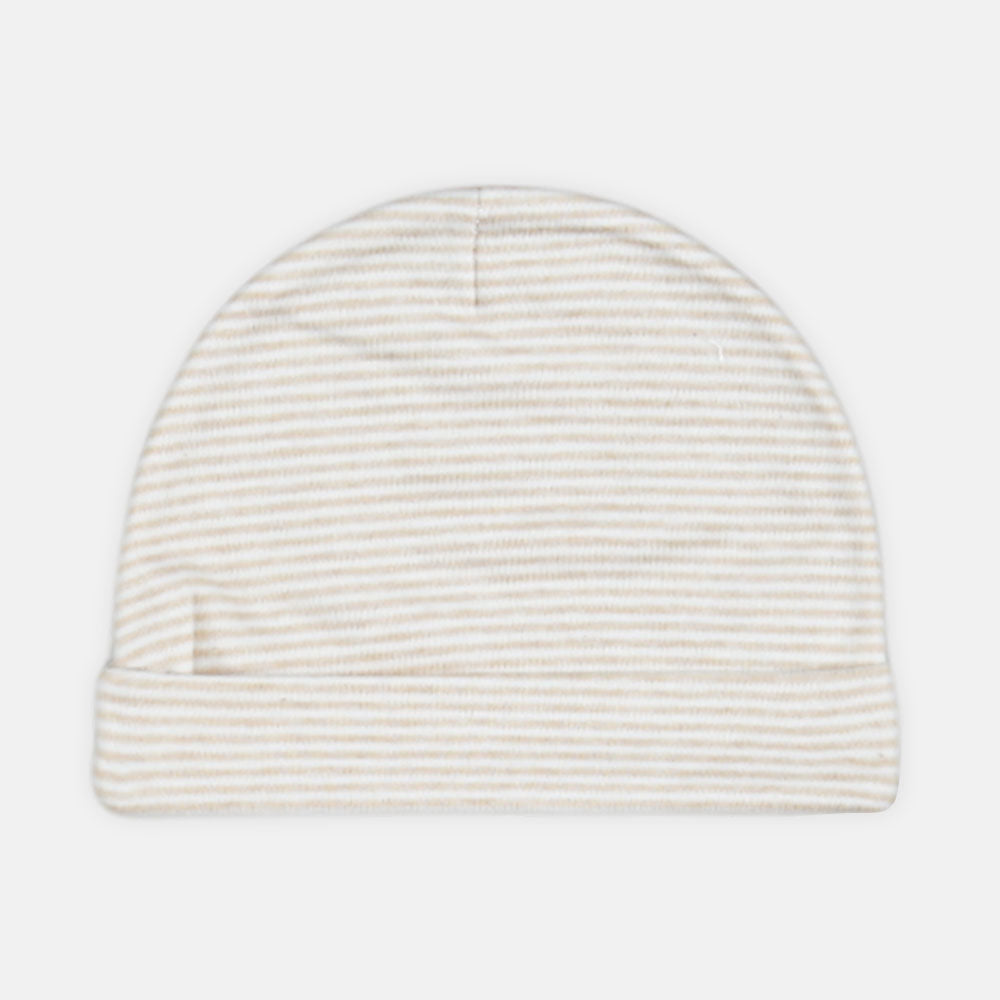 BABY CAPS PK-3 BEIGE STRIPES