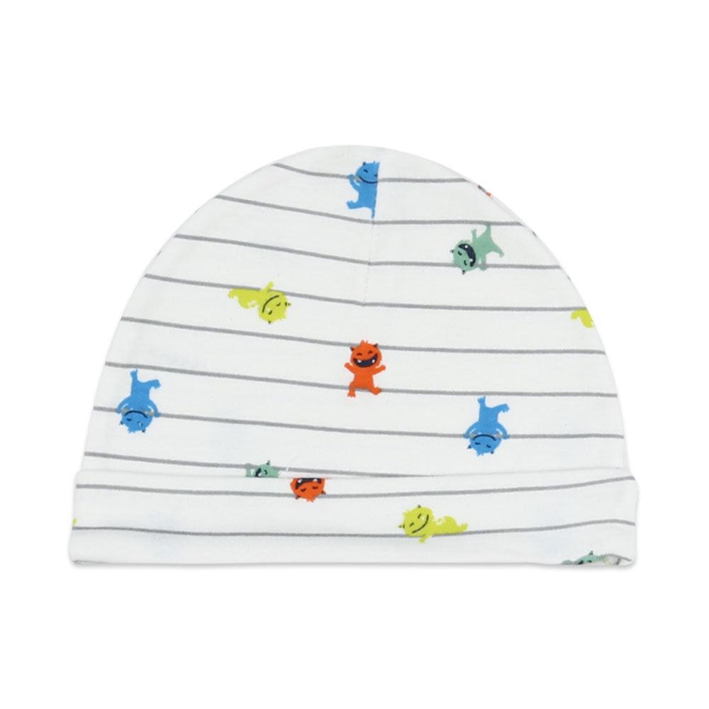 MULTICOLOR STRIPED ANIMAL KINGDOM BABY BOY CAPS PK-3