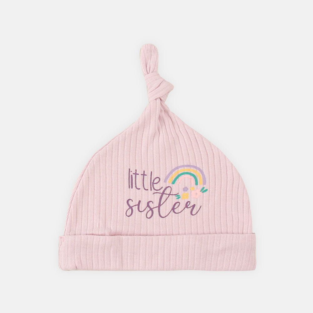 BABY CAPS PK-3 LILAC RAINBOW KNOTTED