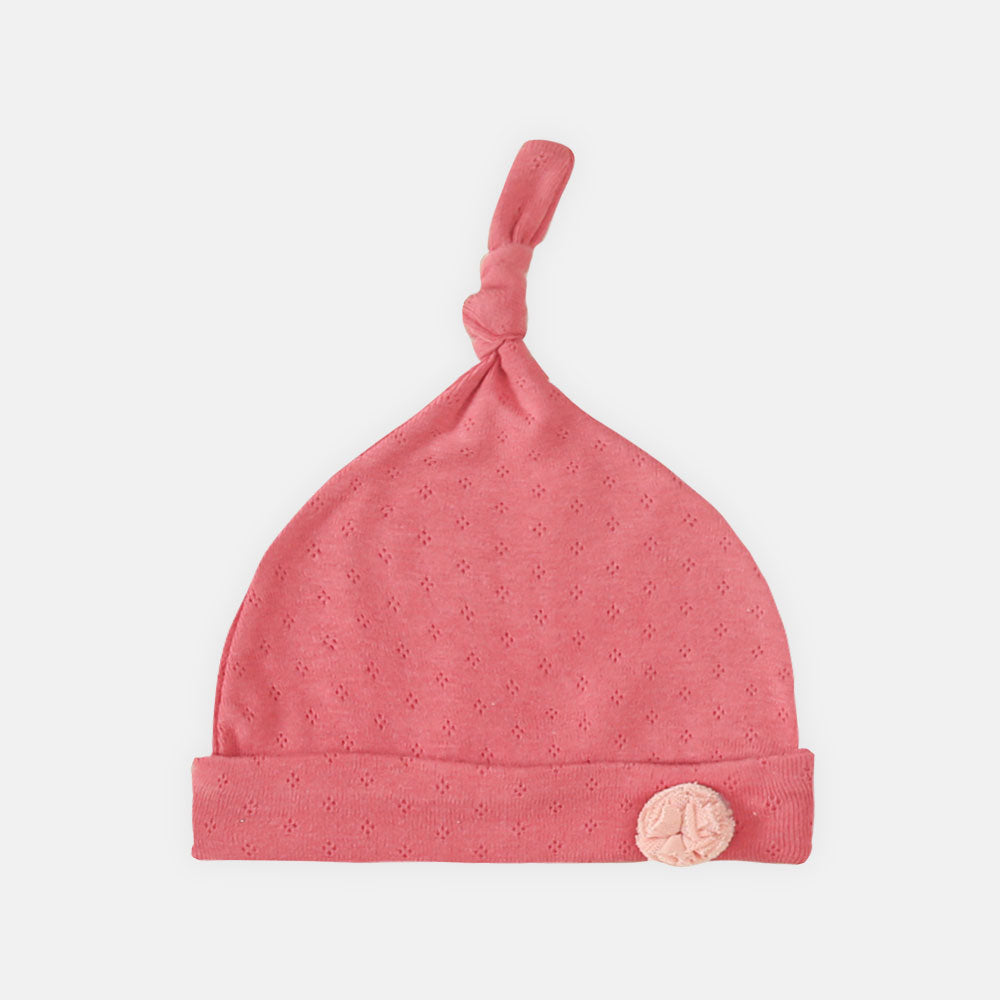 BABY CAPS PK-3 PINK FLOWER KNOTTED