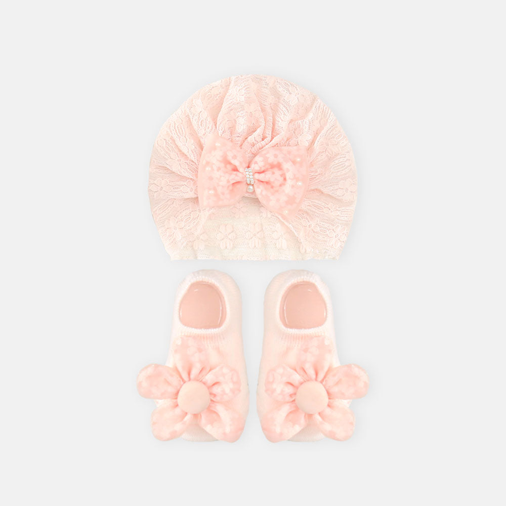 BOOTIES & CAP PEARL BOW NET