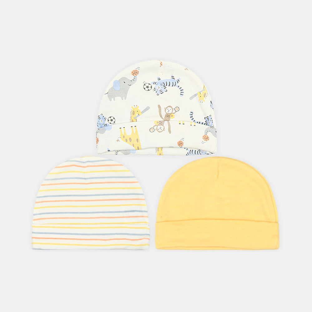 BABY CAPS PK-3 SUNSHINE & STRIPES