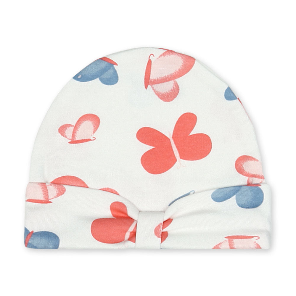 BABY CAP GIRL PK-2 BLUE BUTTERFLIES