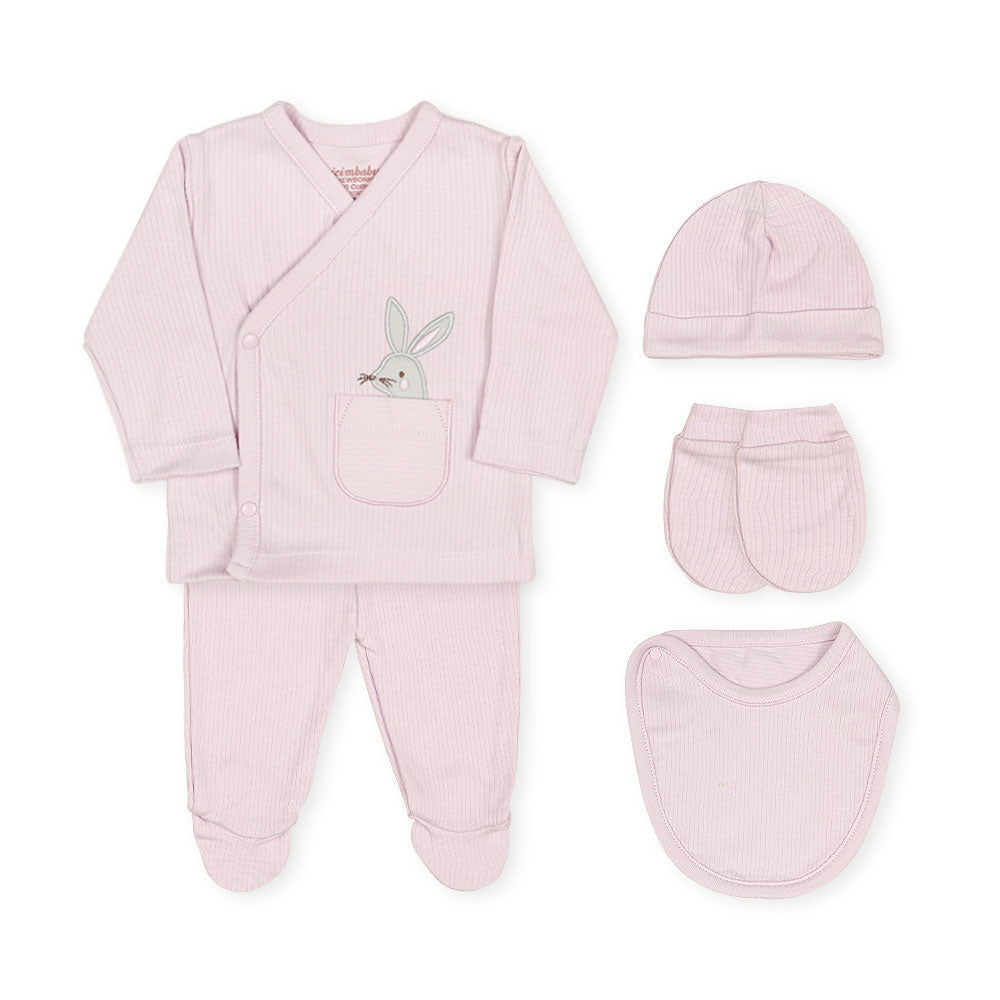 BABY GIRL GIFT SET FOXY PINK LINED BUNNY