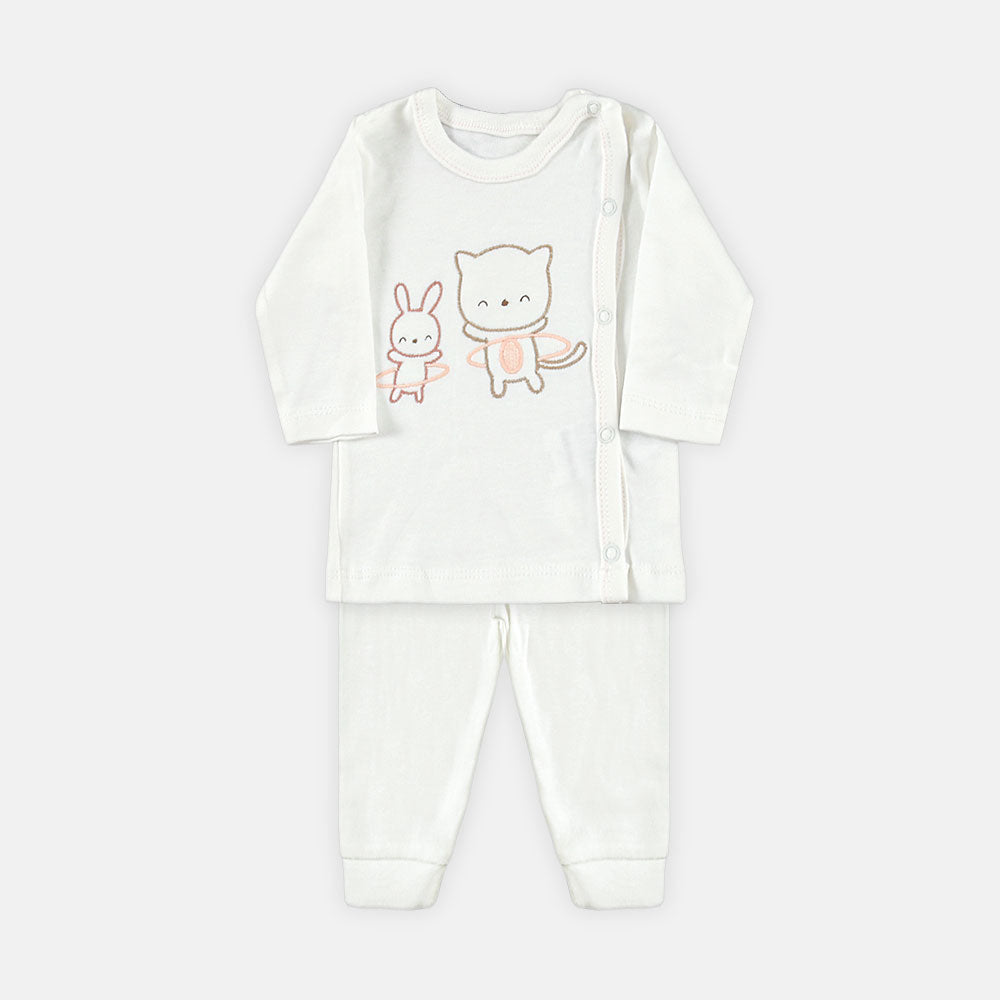 NEW BORN SUIT GIRLS WHITE HOOPLA