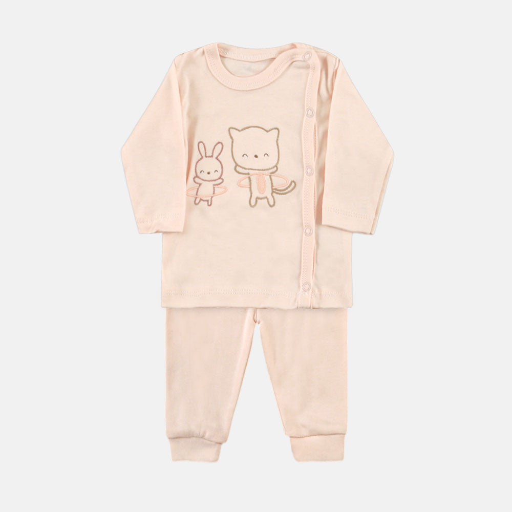 NEW BORN SUIT GIRLS PEACH HOOP FRIENDS