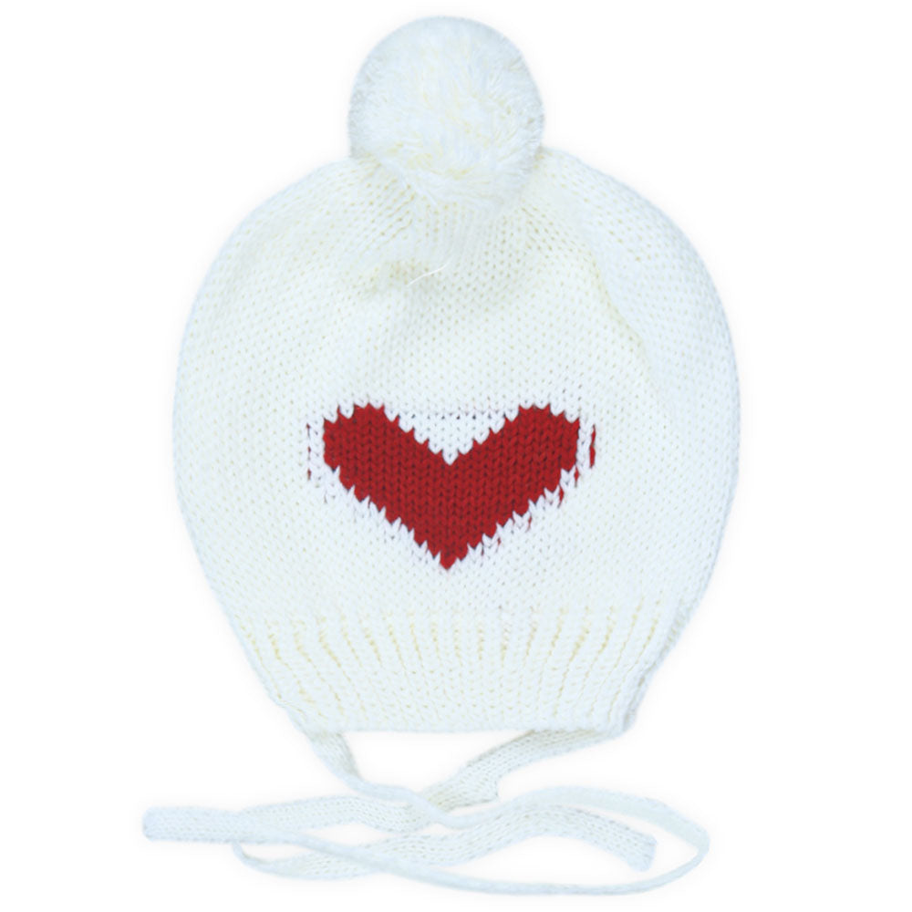 BABY WOOLEN CAP RED HEART