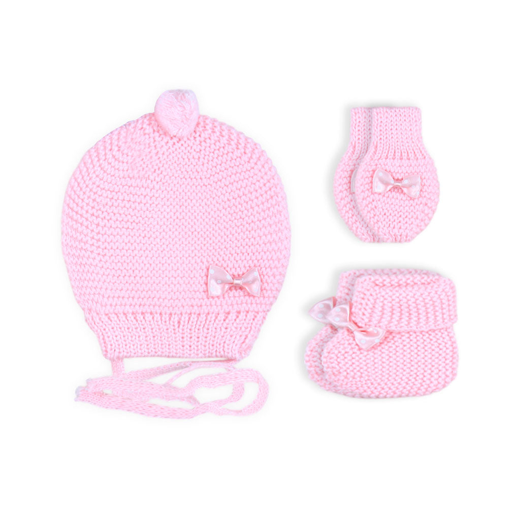 BABY WOOLEN CAP SET PINK