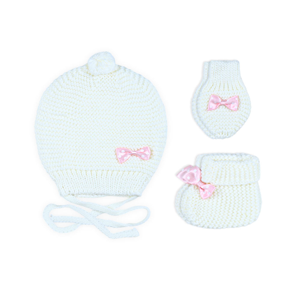 BABY WOOLEN CAP SET OFF-WHITE