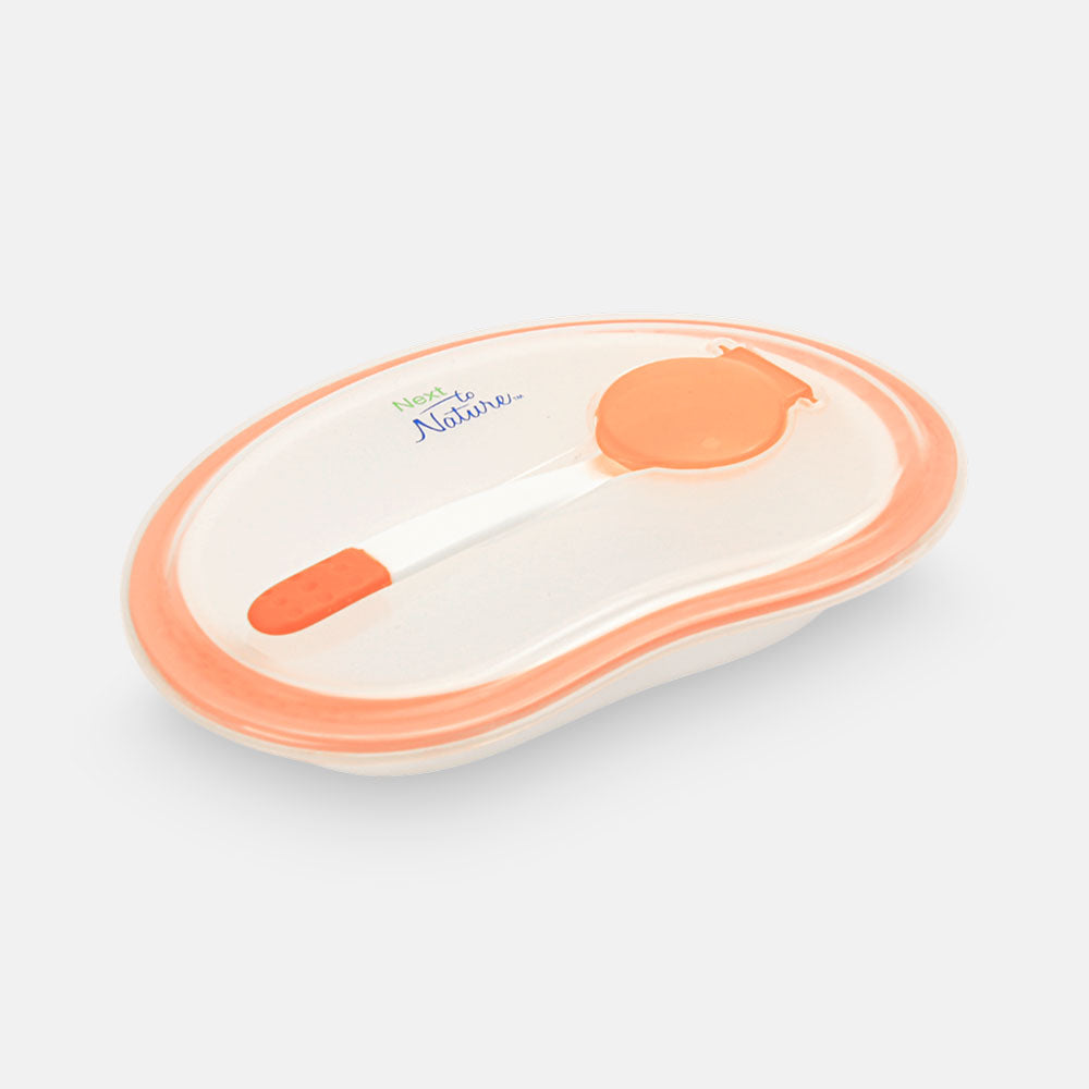 FEEDING BOWL WITH SPOON WHITE & ORANGE