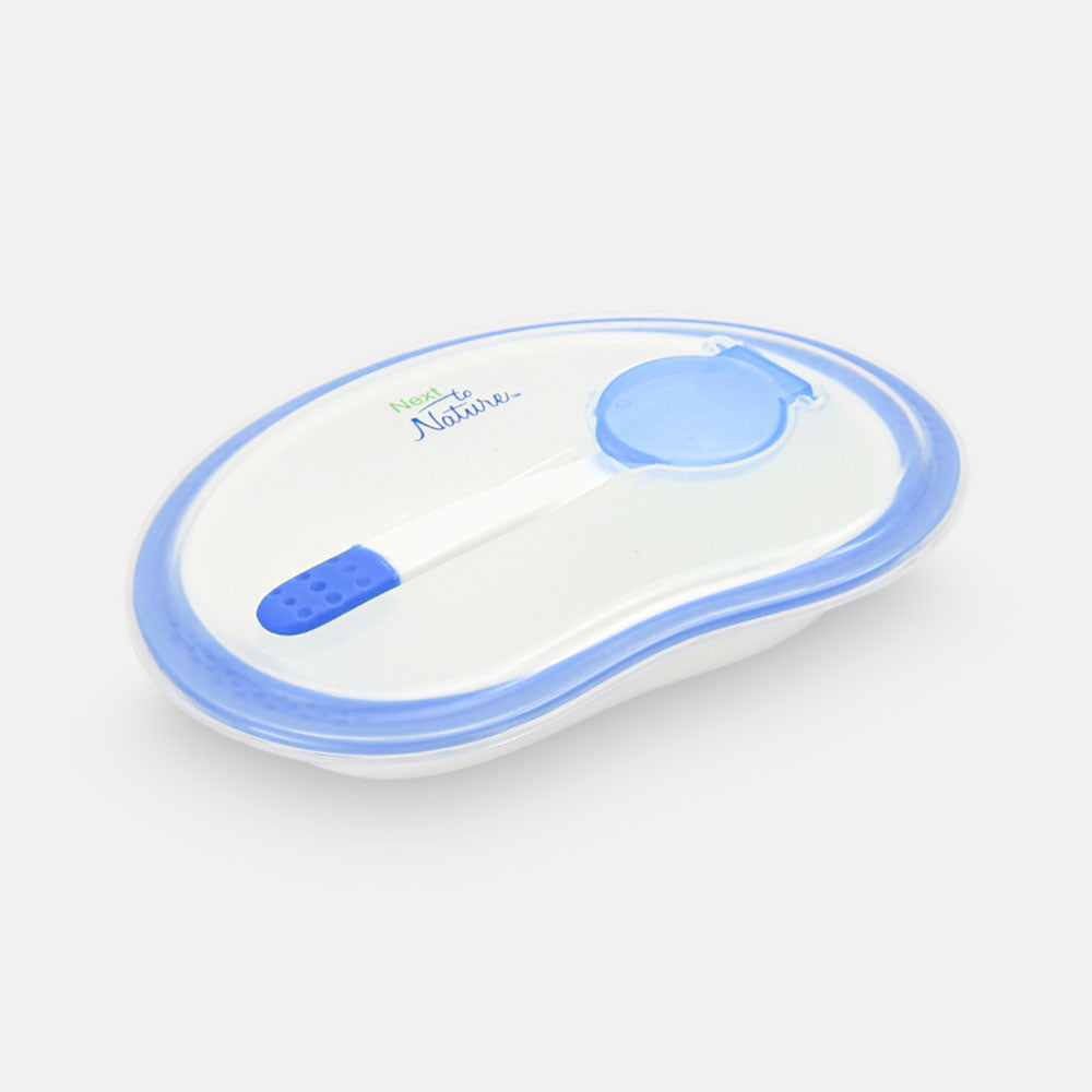 FEEDING BOWL WITH SPOON WHITE & BLUE