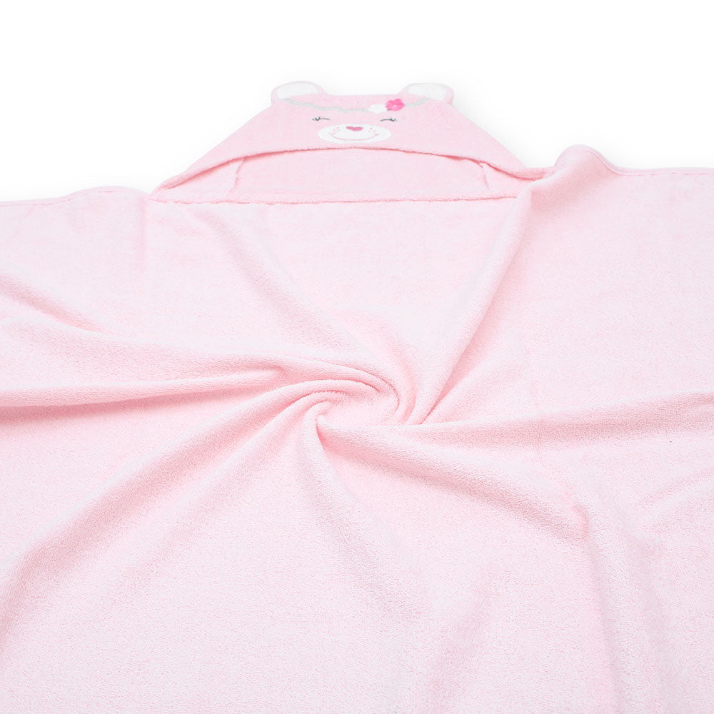 BATH TOWEL PINK BEAR HOODED GIRL